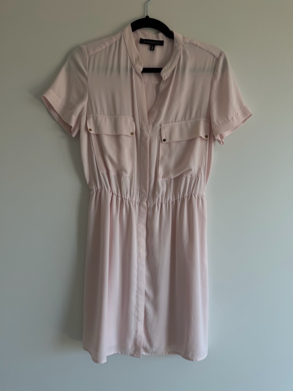 Dynamite Blush Pink Shirt Dress | Button Front | Short Sleeve | Size Small